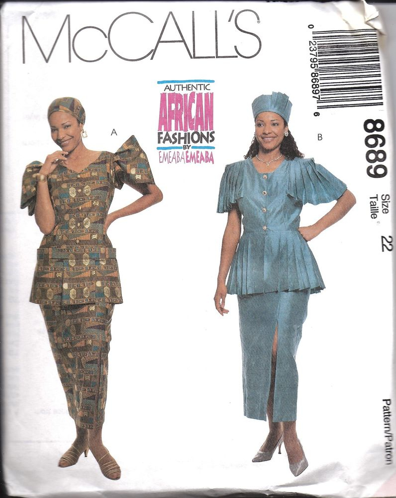 African Dress Patterns For Sewing 8689 Uncut Vintage Mccalls Sewing