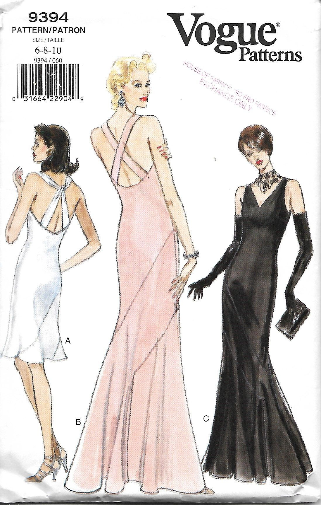 Ball Gown Sewing Patterns Vogue 9394 Misses Evening Gown Sewing Pattern