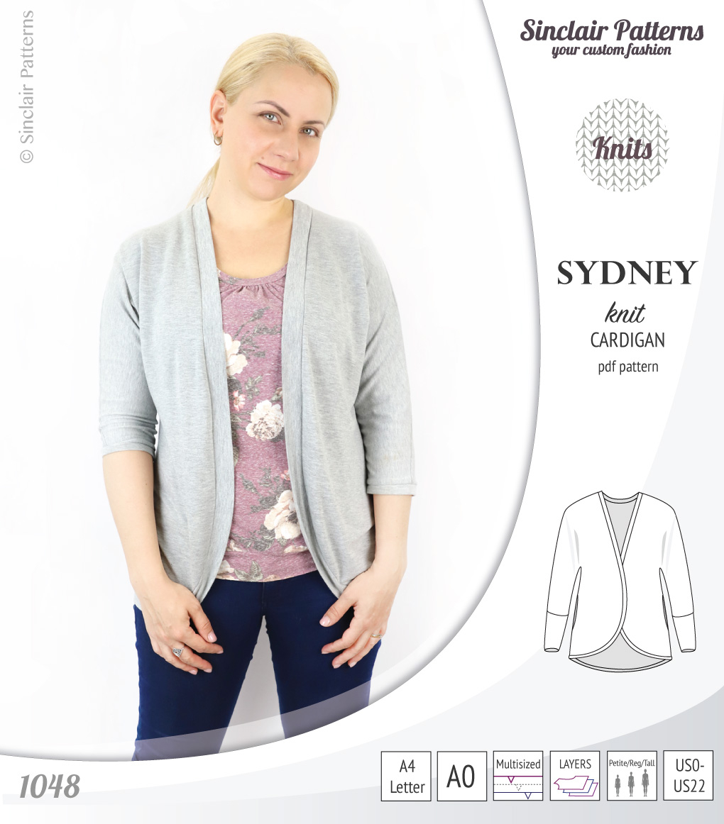 Cardigan Sewing Pattern Sydney Slim Fit Cocoon Style Knit Cardiganpdf