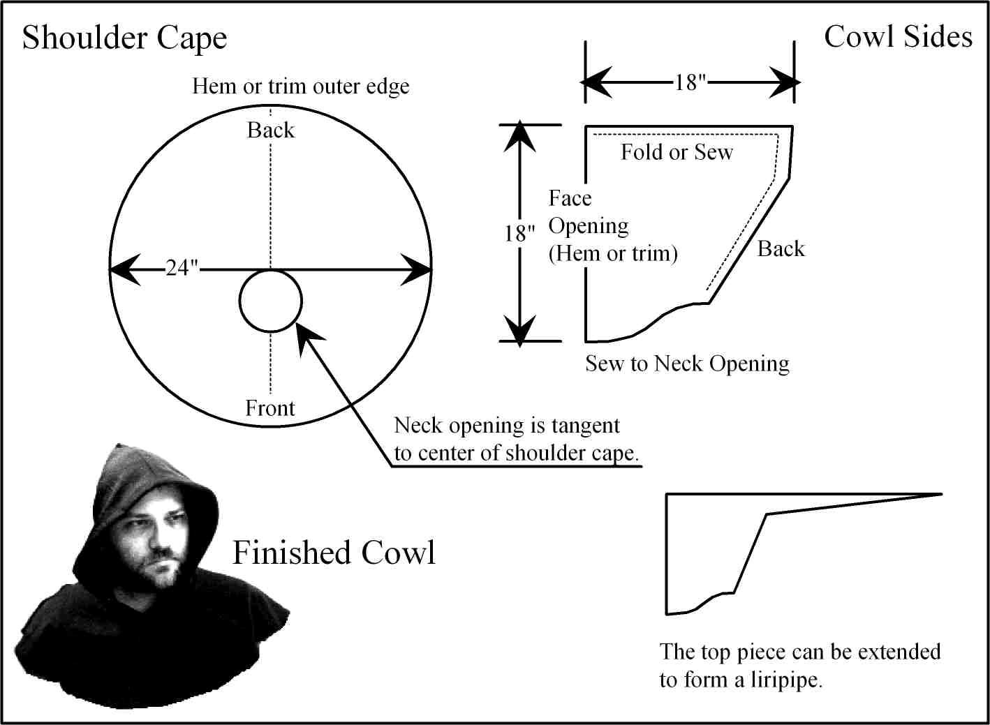 Cloak Sewing Pattern Cloakcowl Costumingseamstress Hood Pattern Pattern 