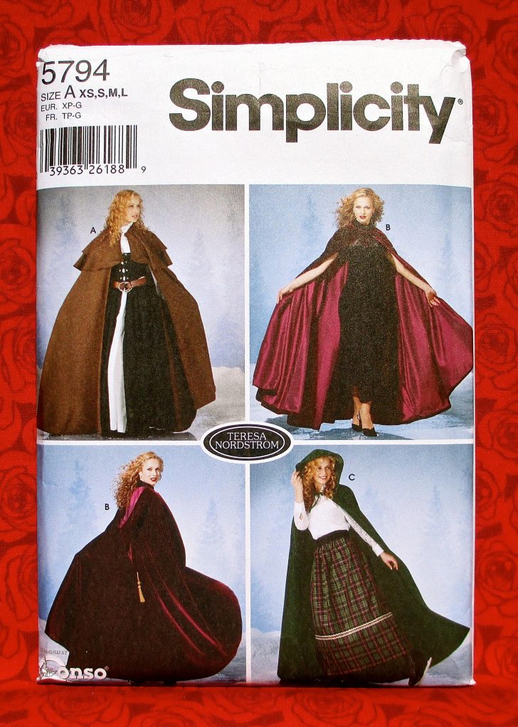 Cloak Sewing Pattern Simplicity Sewing Pattern 5794 Long Cape Cloak