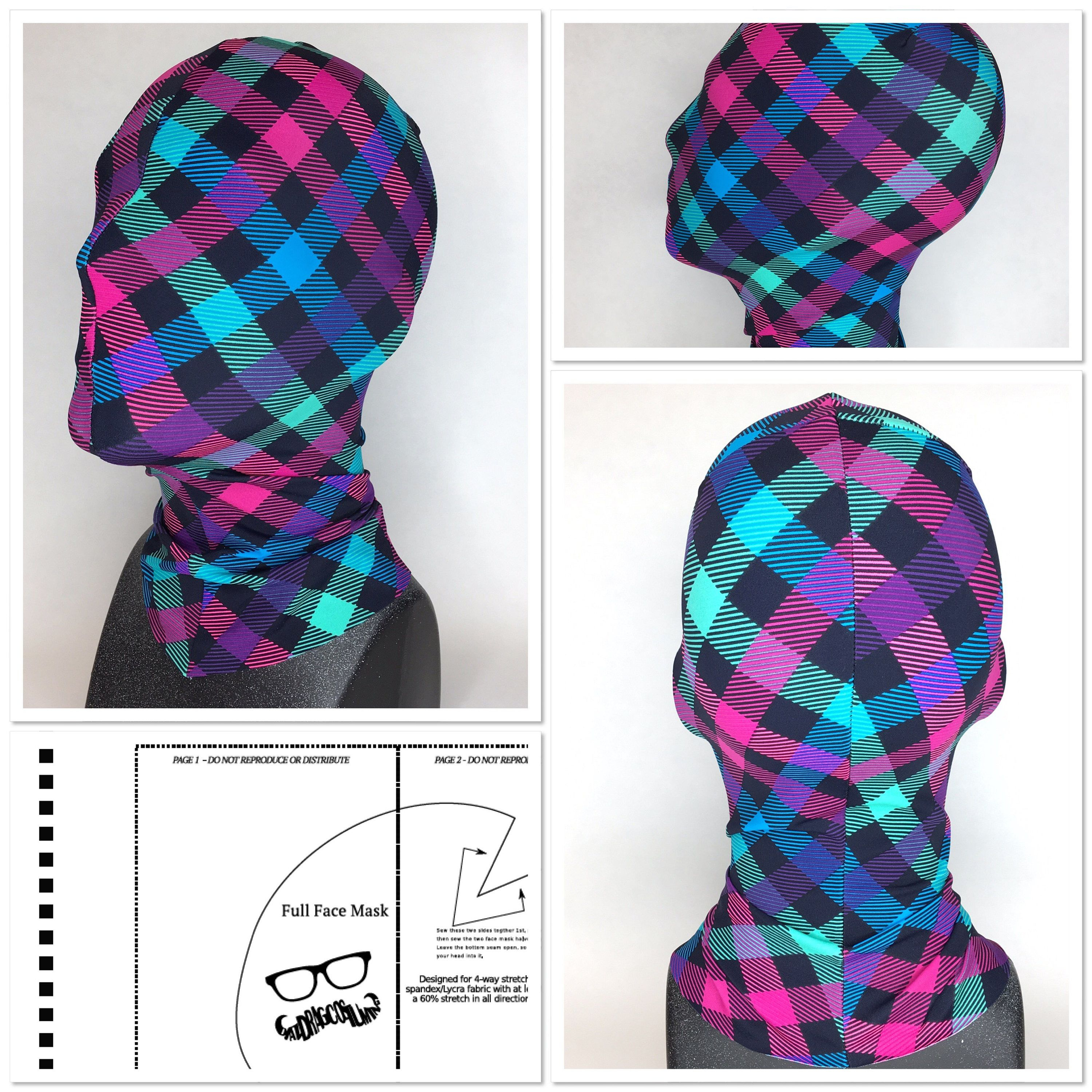 Mask Sewing Pattern Full Face Mask Pattern Digital Download One Size