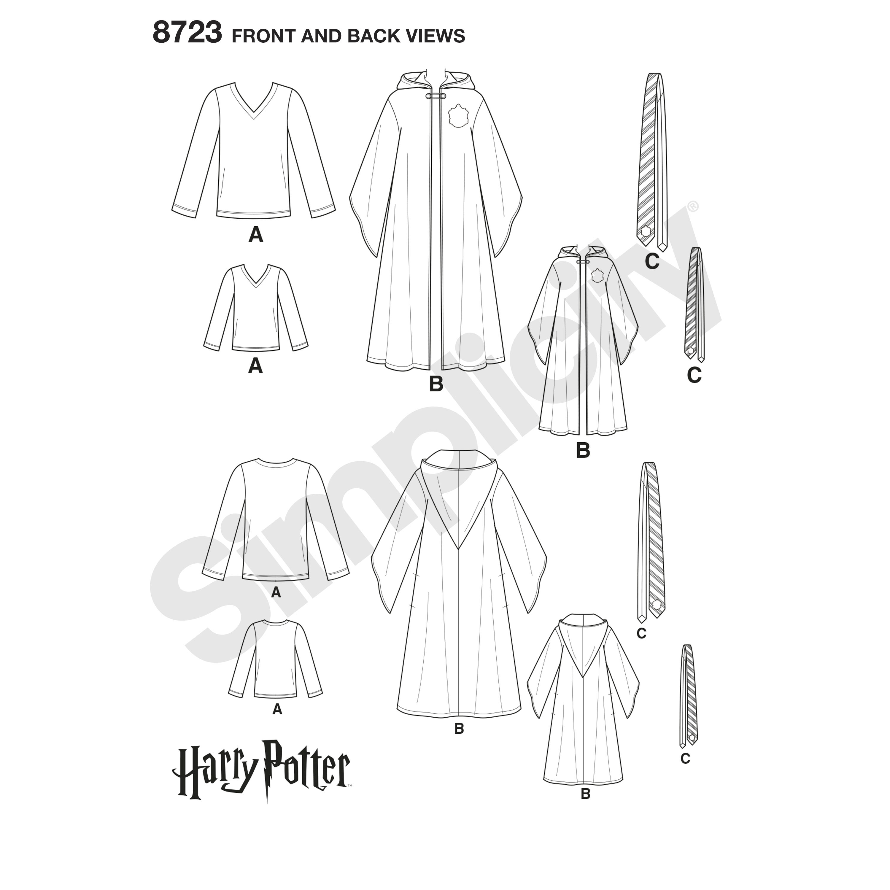 Robe Sewing Pattern Simplicity Pattern 8723 Harry Potter Unisex