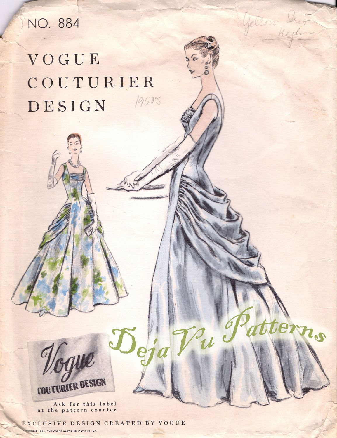 Ball Gown Sewing Patterns Vogue 884 Evening Dress Sewing Pattern Vintage 1950s Ball Gown Size