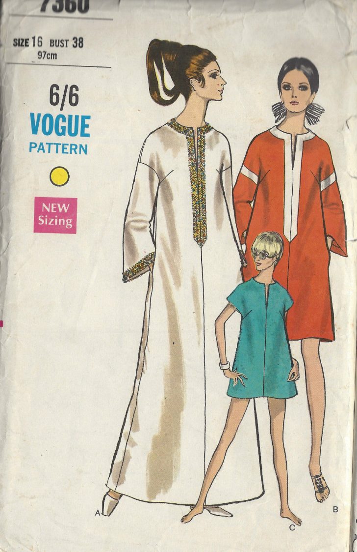 Caftan Sewing Pattern 1968 Vintage Vogue Sewing Pattern B38 Dress