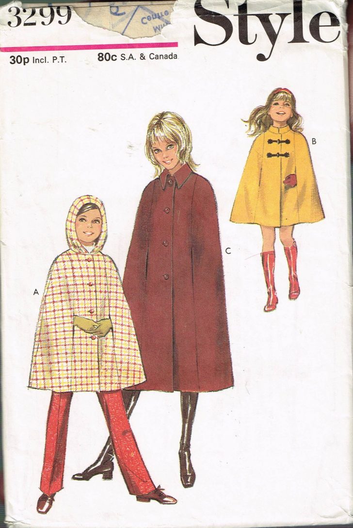 Cape Sewing Pattern Girls Size 12 Vintage Cape Sewing Pattern Cape With