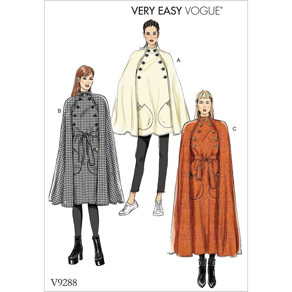 Cape Sewing Pattern Misses Cape With Stand Collar Pockets And Belt Vogue Sewing