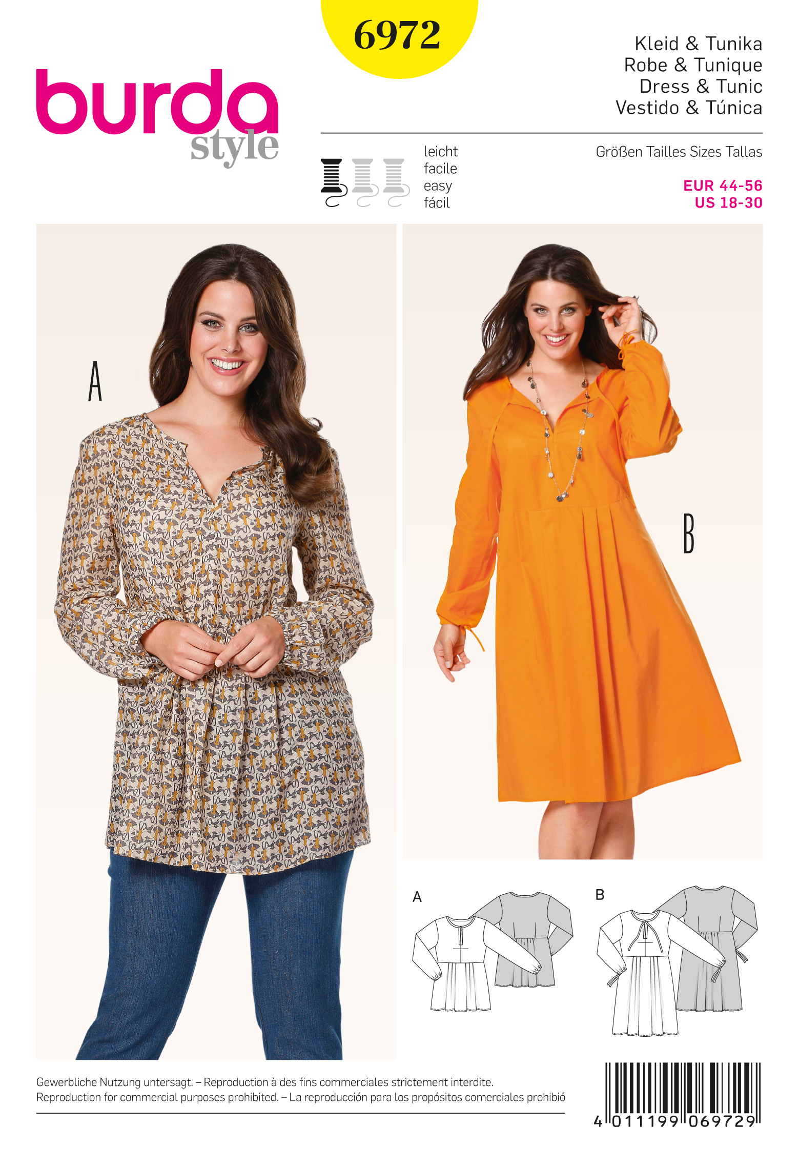 Free Plus Size Sewing Patterns Burda 6972 Plus To Size 60 ...