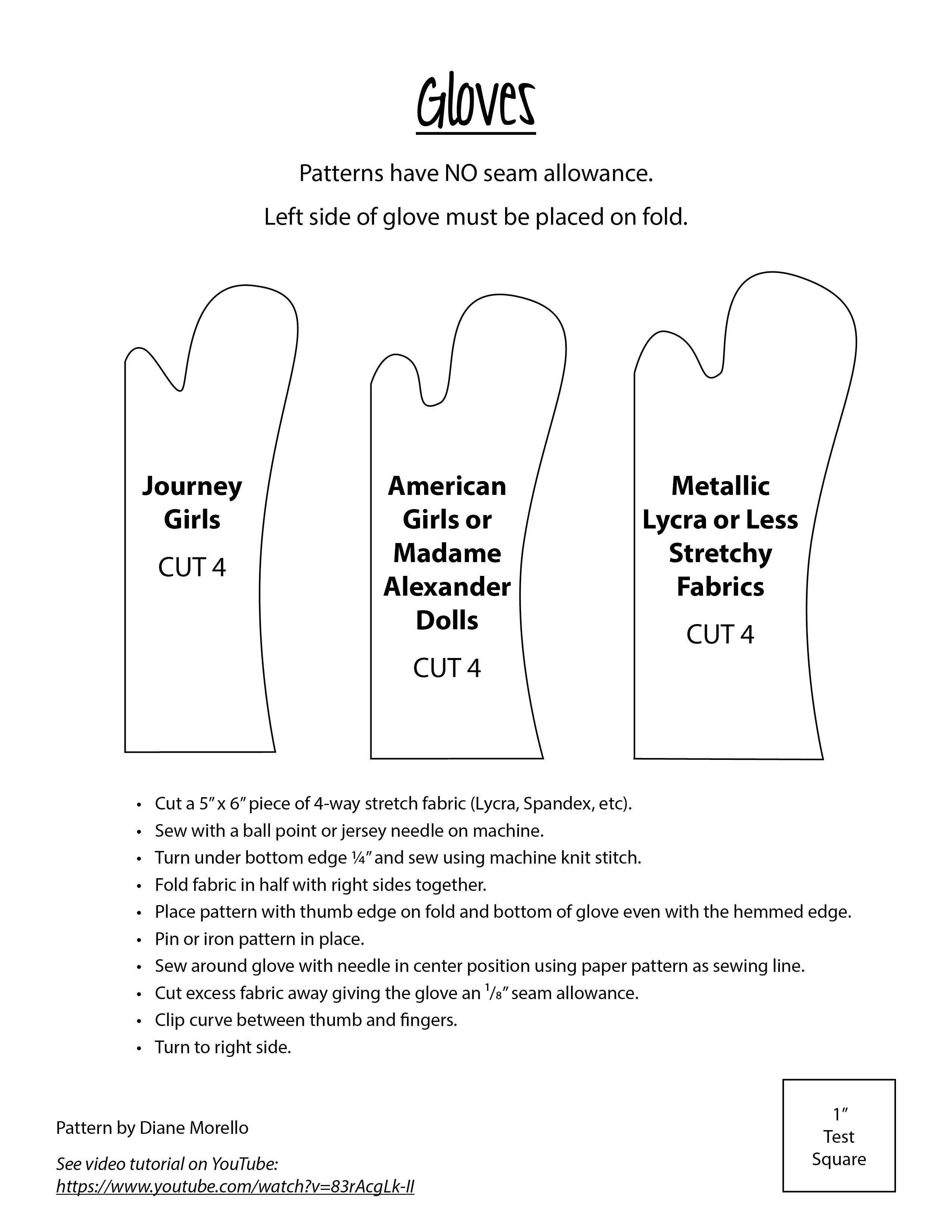 Glove Sewing Pattern Doll Gloves For 18 Dolls Doll Patterns Pinterest ...