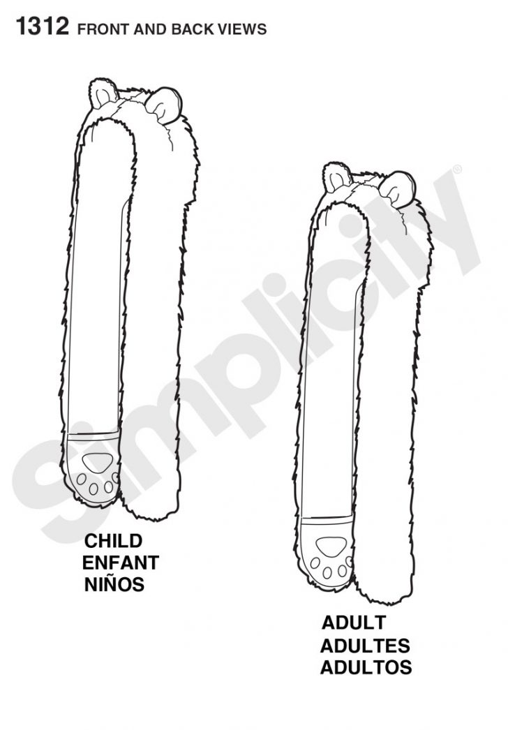 Hat Sewing Patterns Simplicity 1312 Adult And Childs Animal Hat Each In Three Sizes