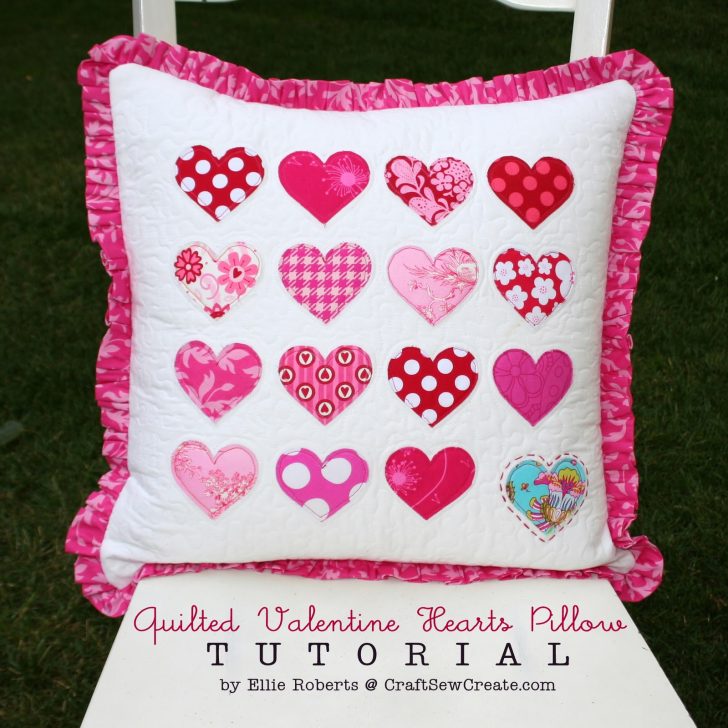 Heart Pillow Sewing Pattern Craft Sew Create Quilted Valentine Hearts ...