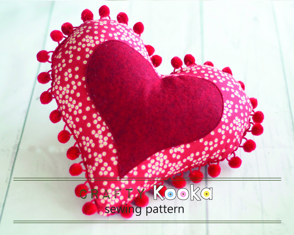 Heart Pillow Sewing Pattern Valentines Day Sewing Heart Pillow Pdf Heart Sewing Pattern Large