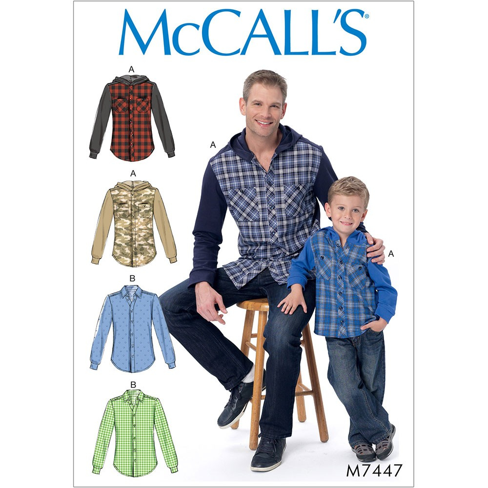 Hood Sewing Pattern Mens And Boys Button Down Shirts With Hood Or ...
