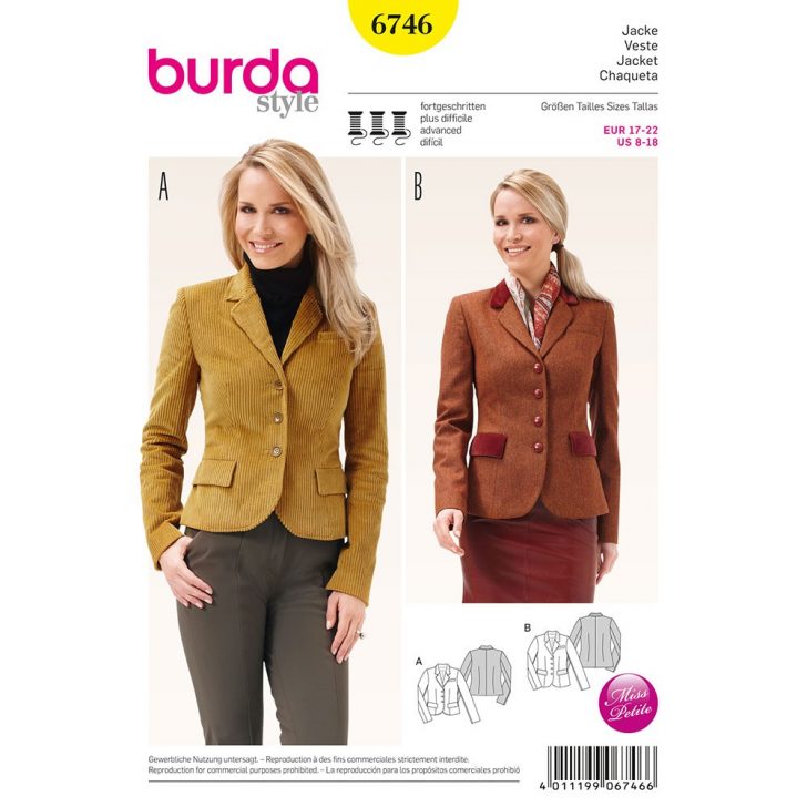 Jacket Sewing Patterns Misses Blazer Jacket Burda Sewing Pattern No