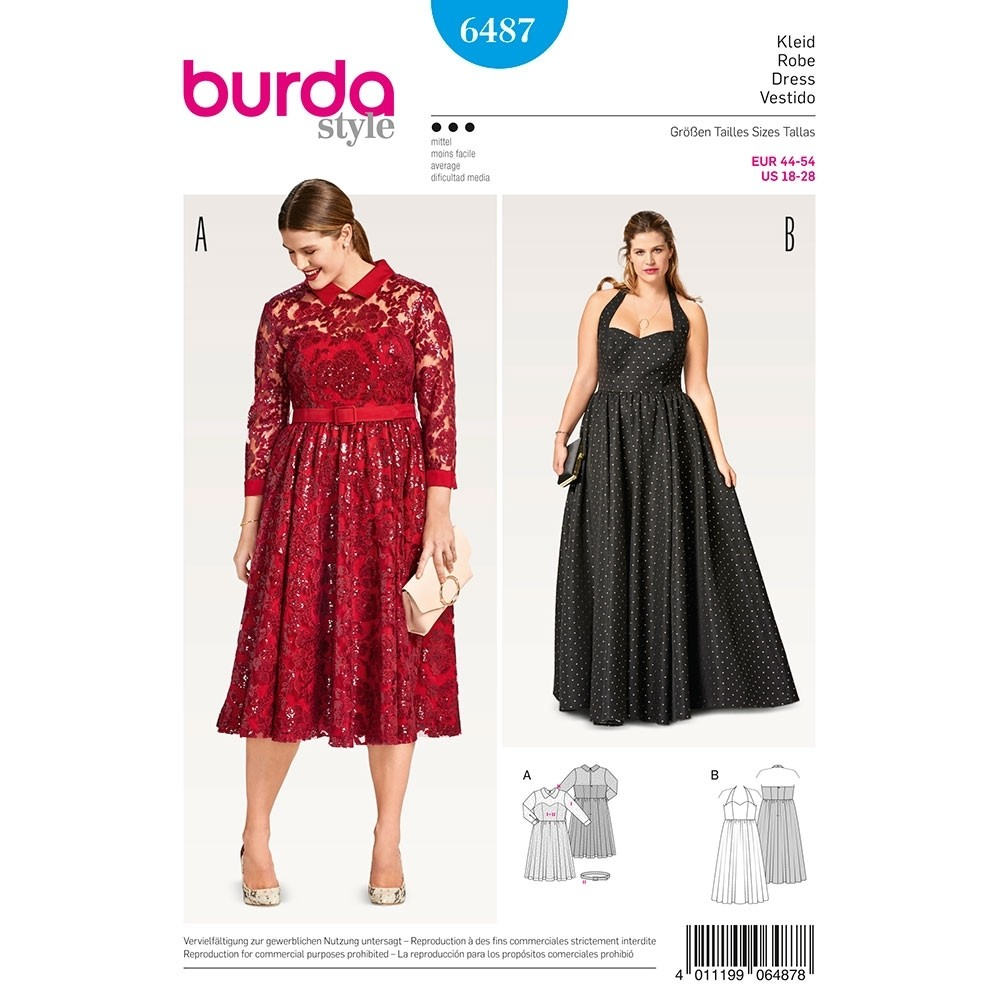 Plus Size Sewing Patterns Womens Plus Size Evening Dress Burda Sewing Pattern 6487 Sew Essential