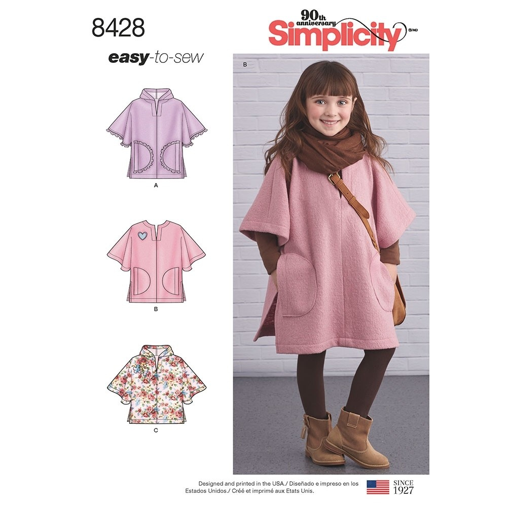 Poncho Patterns To Sew Girls Poncho In Two Lengths Simplicity Sewing ...