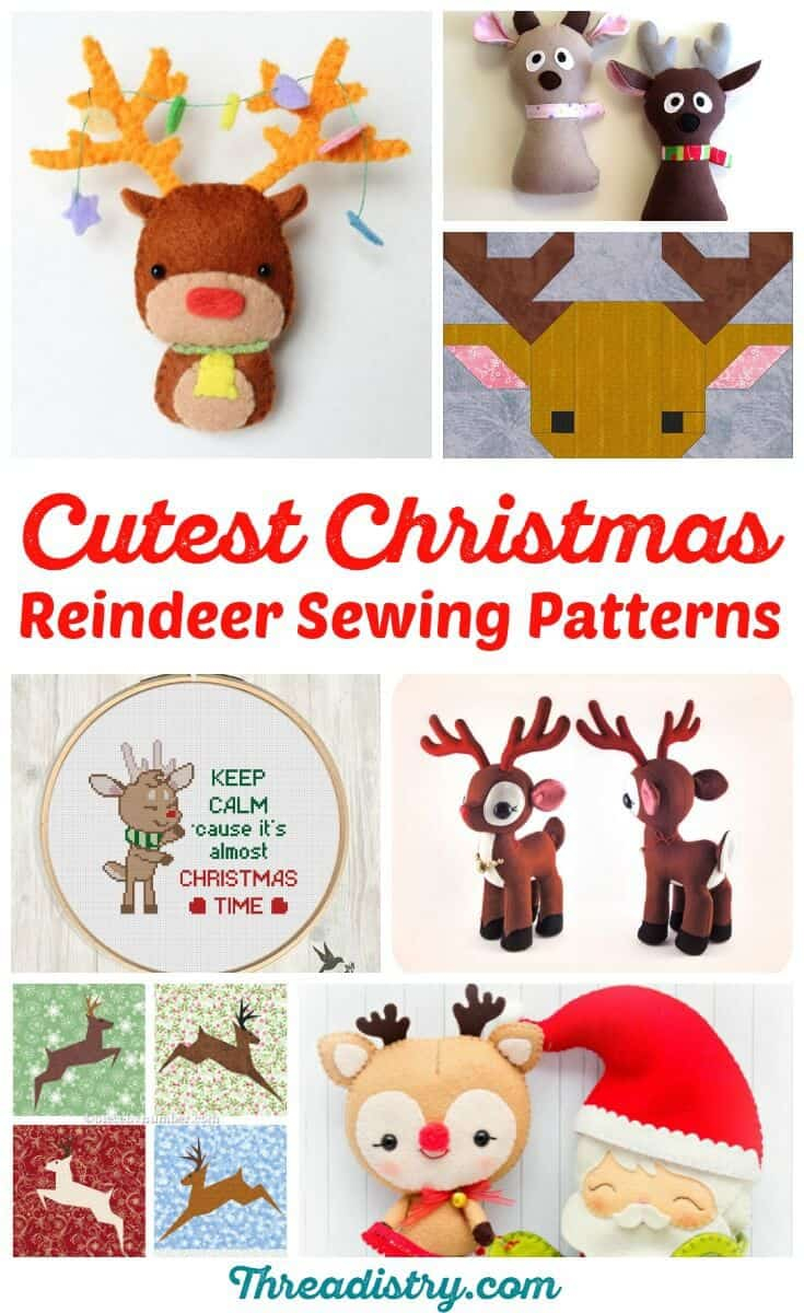 Reindeer Sewing Pattern Deer Heads Make Your Christmas Glow With 21 ...