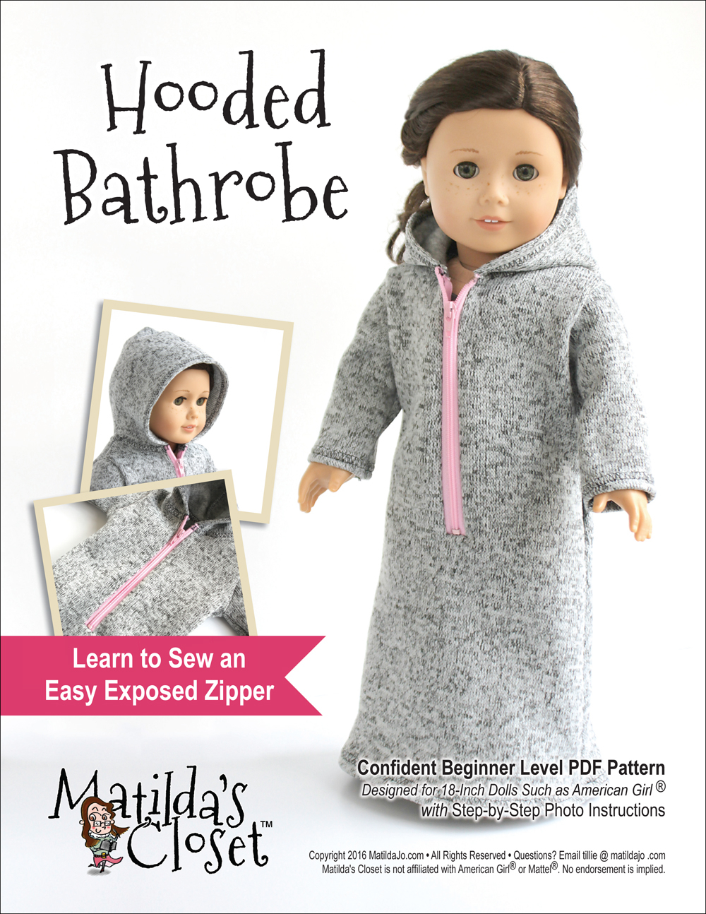 Robe Sewing Pattern Sewing Pattern Hooded Bathrobe For 18 Inch Dolls