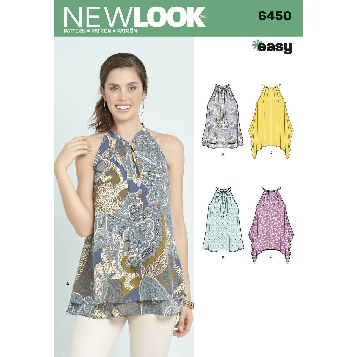 Sewing Pattern Easy New Look Womens Easy Tops Sewing Pattern 6450 ...
