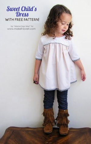 Sewing Pattern For Girl Sweet Childs Dress Tutorial Pattern Pieces ...