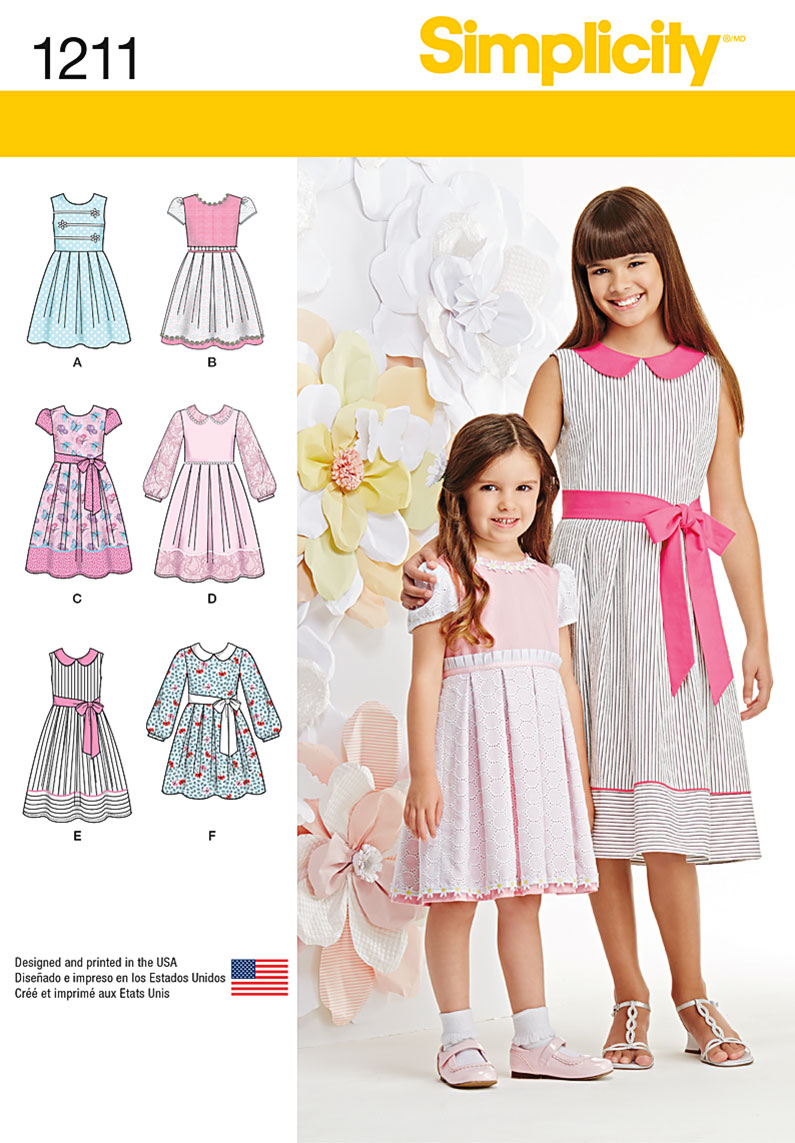 Sewing Patterns Girls Simplicity 1211 Childs And Girls Dress In Two