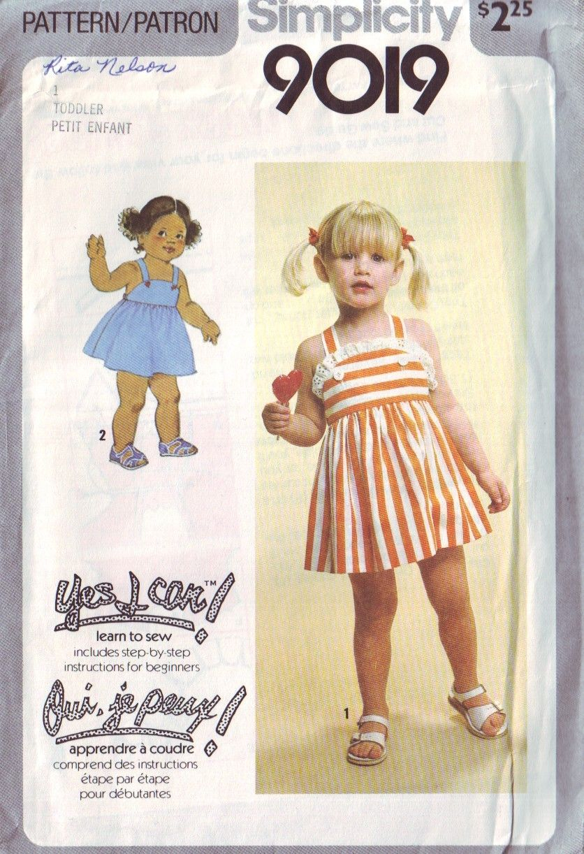 Simplicity Sewing Patterns Canada Simplicity 9019 Vintage 70s Childrens Sun Dress Pattern Toddler