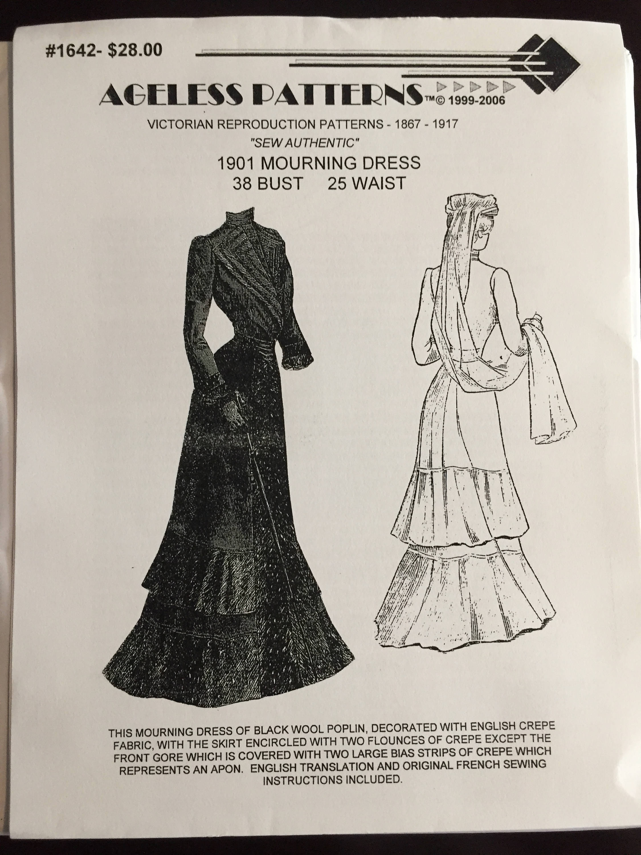 Victorian Sewing Patterns Ap1642 Victorian Sewing Pattern Ladies 1901 Mourning Dress Etsy