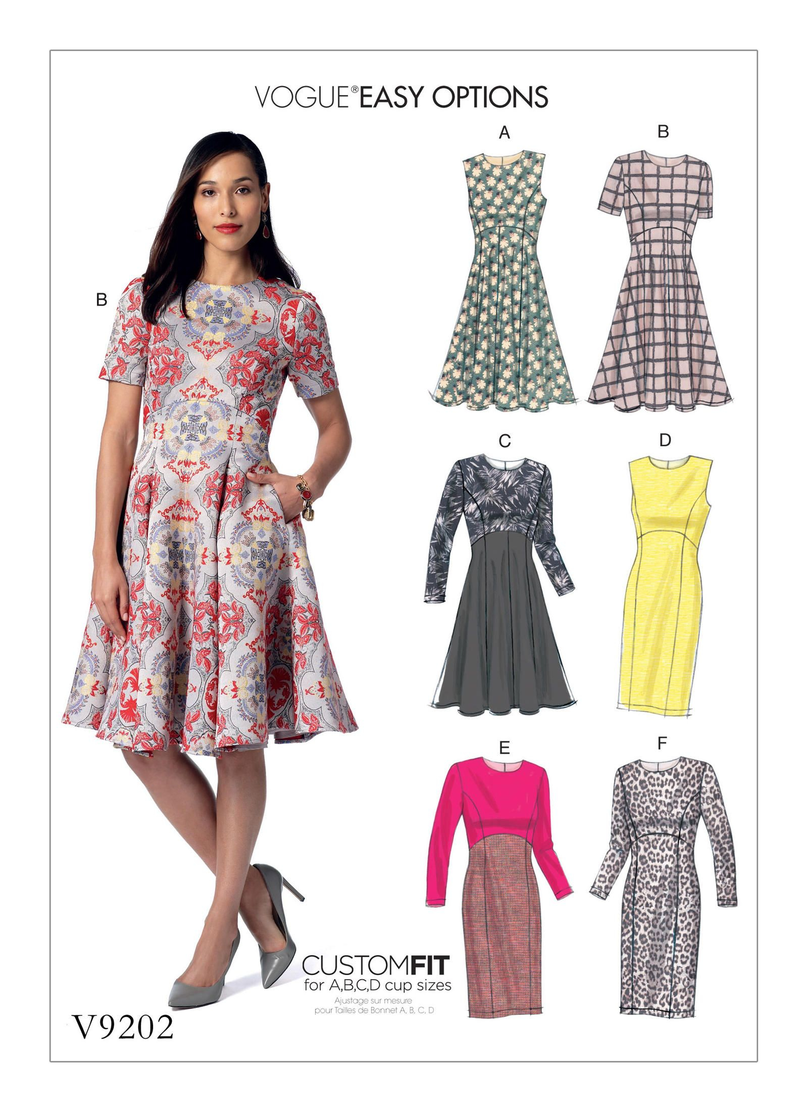 Vogue Sewing Patterns V9202 Misses Dresses With Flared Or Straight Skirt Options Sewing