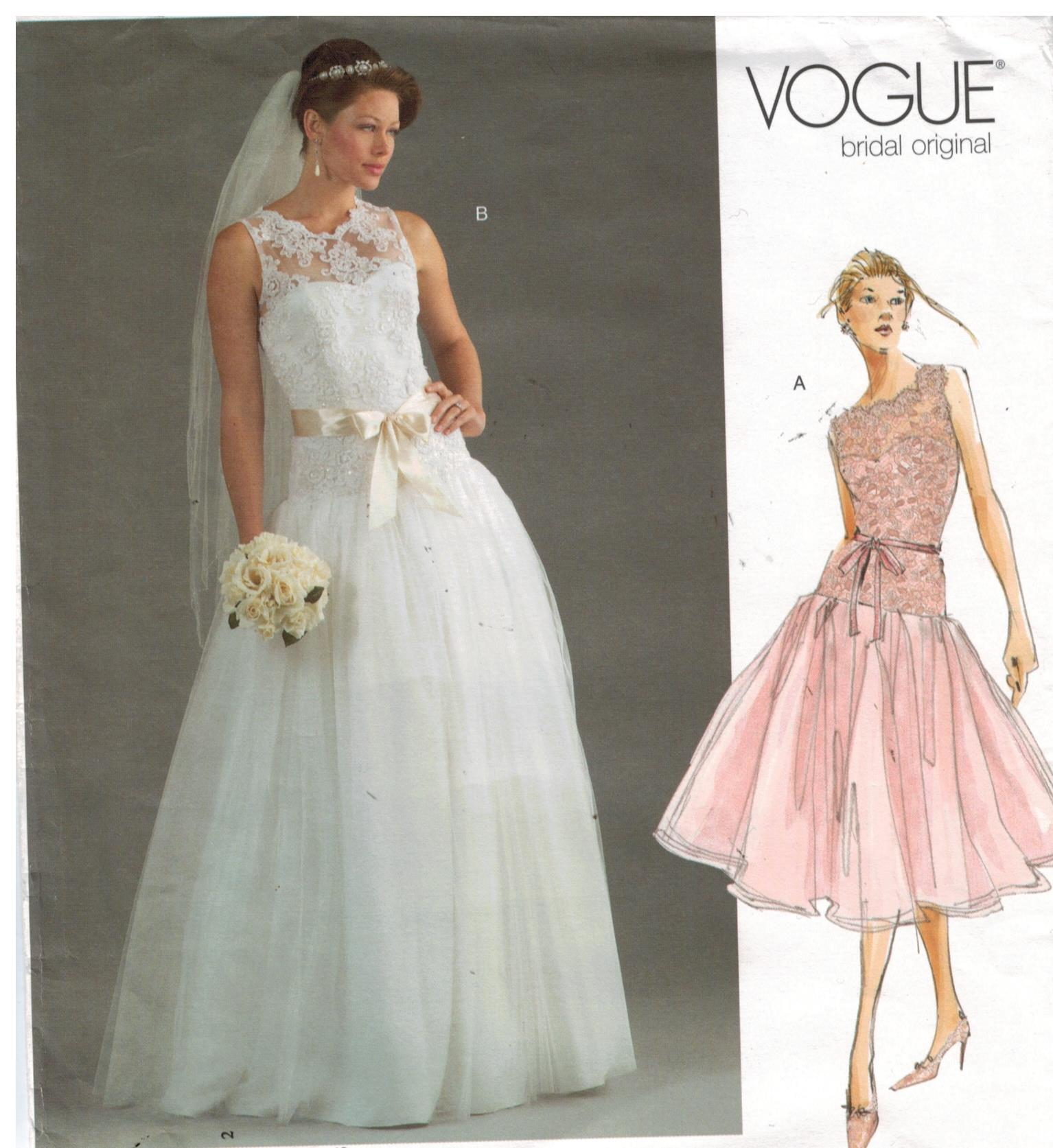 Wedding Dress Sewing Pattern Vogue Pattern 2892 Bridal Original Wedding ...