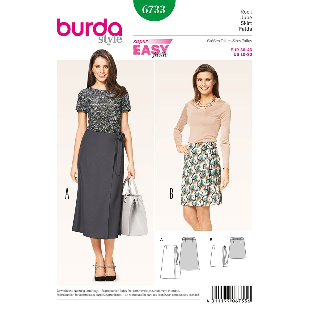 Wrap Skirt Sewing Pattern Misses Wrap Skirt Burda Sewing Pattern No 6733 Size 10 20 Sew